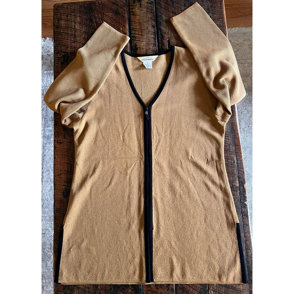 Not For Sale-Exclusively Misook Cardigan brown color with black trim Size M - Picture 3 of 11